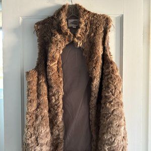 Forever 21 Faux Fur Light Brown Women's Vest, Long, w/Pockets, Size: L, EUC